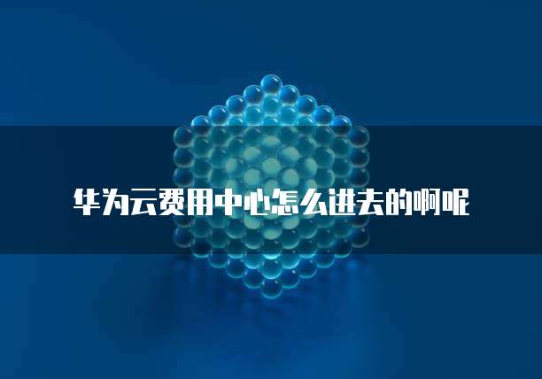 华为云费用中心怎么进去的啊呢