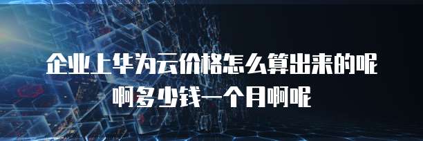 企业上华为云价格怎么算出来的呢啊多少钱一个月啊呢
