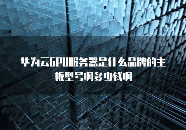 华为云GPU服务器是什么品牌的主板型号啊多少钱啊