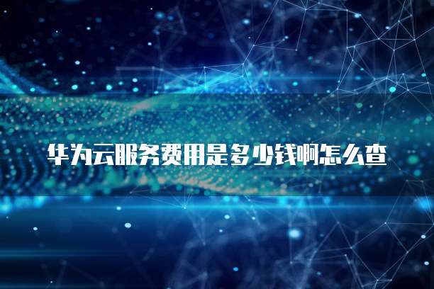华为云服务费用是多少钱啊怎么查