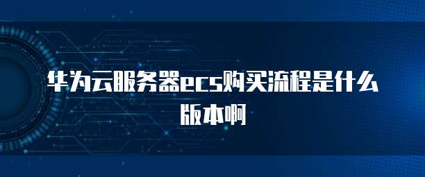 华为云服务器ecs购买流程是什么版本啊