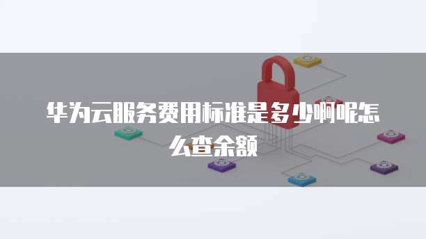 华为云服务费用标准是多少啊呢怎么查余额