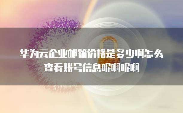 华为云企业邮箱价格是多少啊怎么查看账号信息呢啊呢啊