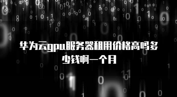 华为云gpu服务器租用价格高吗多少钱啊一个月