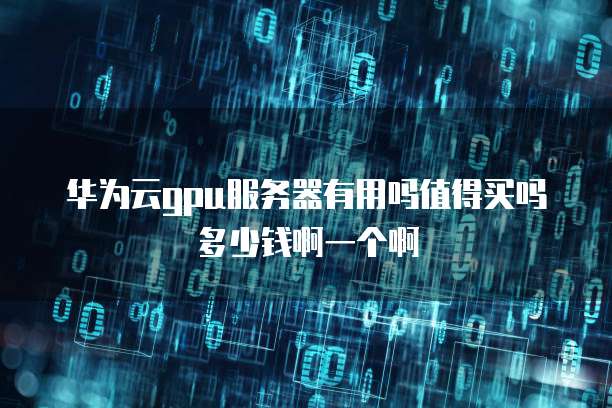 华为云gpu服务器有用吗值得买吗多少钱啊一个啊