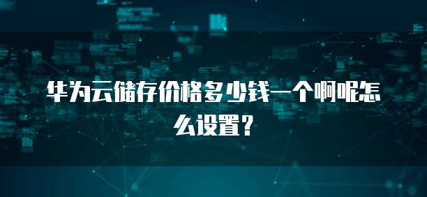 华为云储存价格多少钱一个啊呢怎么设置?