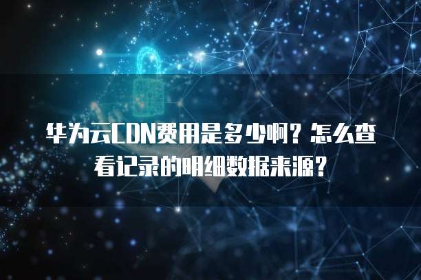 华为云CDN费用是多少啊?怎么查看记录的明细数据来源?