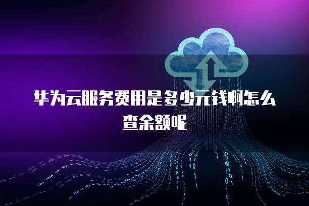 华为云服务费用是多少元钱啊怎么查余额呢