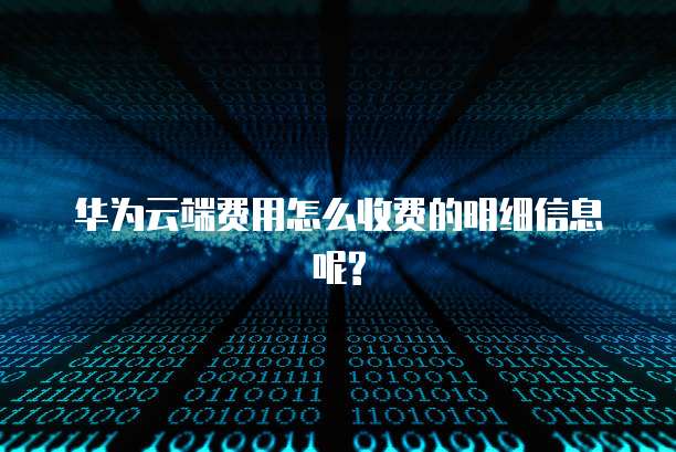 华为云端费用怎么收费的明细信息呢?