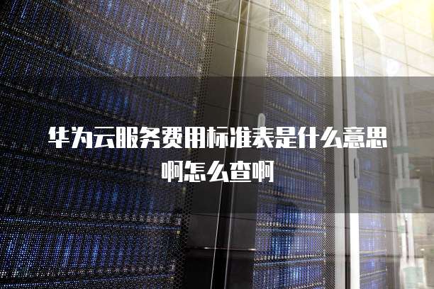 华为云服务费用标准表是什么意思啊怎么查啊