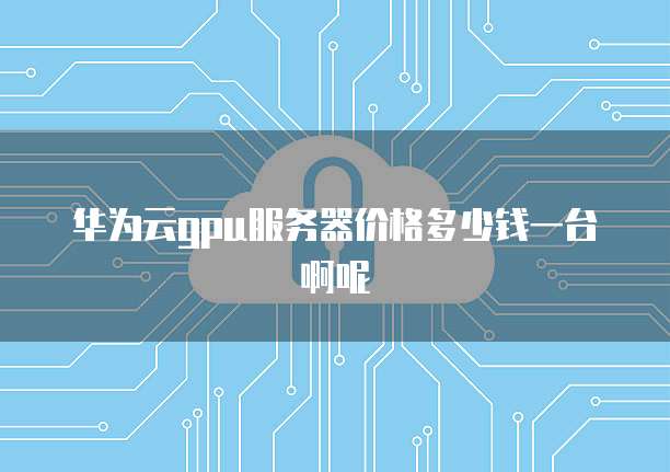 华为云gpu服务器价格多少钱一台啊呢