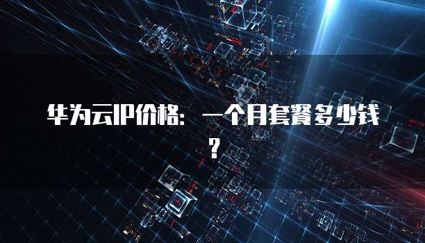 华为云IP价格：一个月套餐多少钱？