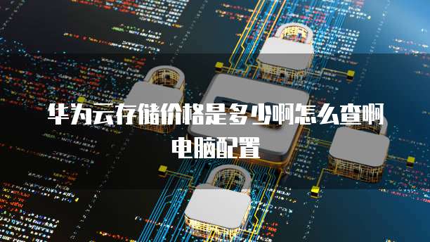 华为云存储价格是多少啊怎么查啊电脑配置