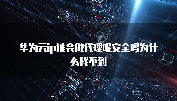 华为云ip谁会做代理呢安全吗为什么找不到