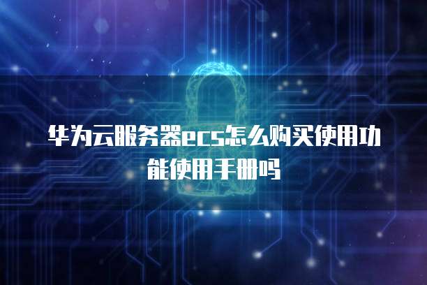 华为云服务器ecs怎么购买使用功能使用手册吗