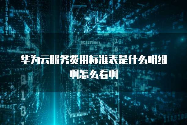 华为云服务费用标准表是什么明细啊怎么看啊
