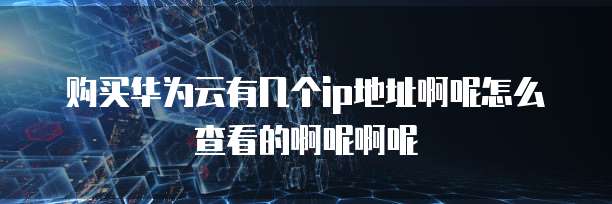购买华为云有几个ip地址啊呢怎么查看的啊呢啊呢