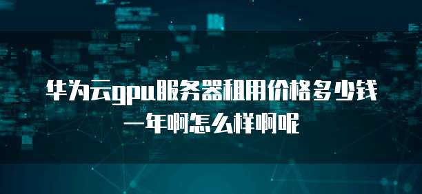 华为云gpu服务器租用价格多少钱一年啊怎么样啊呢