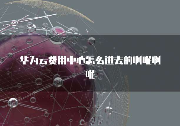 华为云费用中心怎么进去的啊呢啊呢