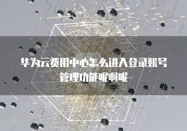 华为云费用中心怎么进入登录账号管理功能呢啊呢