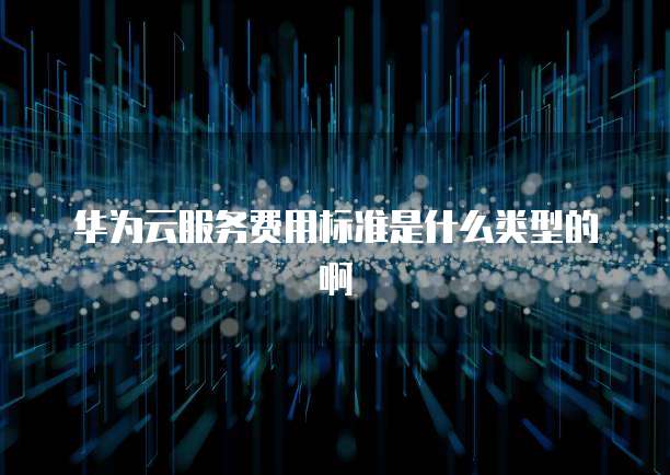 华为云服务费用标准是什么类型的啊