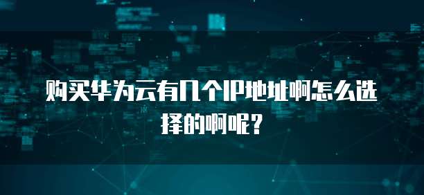 购买华为云有几个IP地址啊怎么选择的啊呢?