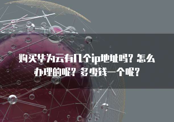 购买华为云有几个ip地址吗?怎么办理的呢?多少钱一个呢?