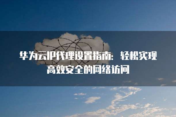 华为云IP代理设置指南:轻松实现高效安全的网络访问