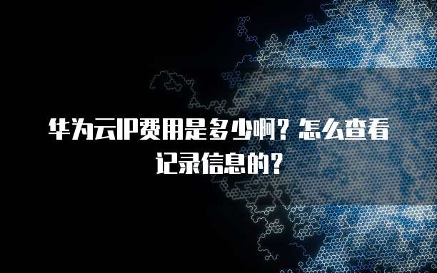 华为云IP费用是多少啊?怎么查看记录信息的?