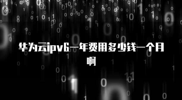 华为云ipv6一年费用多少钱一个月啊