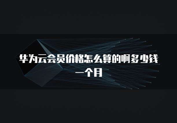 华为云会员价格怎么算的啊多少钱一个月