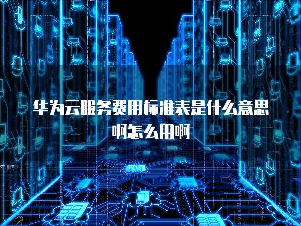 华为云服务费用标准表是什么意思啊怎么用啊