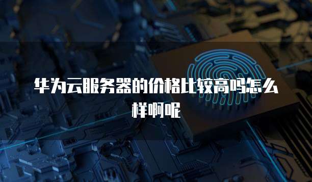 华为云服务器的价格比较高吗怎么样啊呢