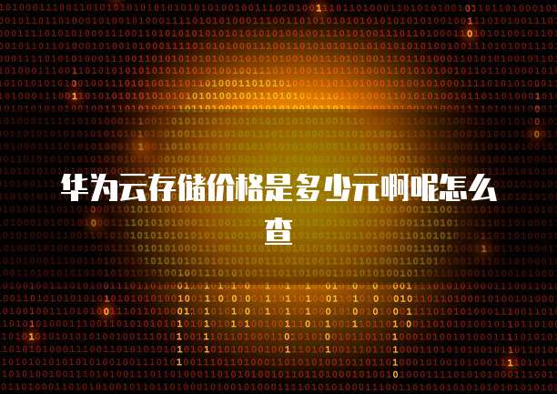 华为云存储价格是多少元啊呢怎么查