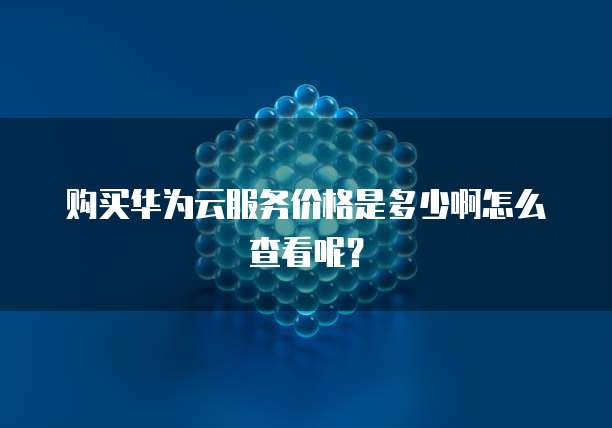 购买华为云服务价格是多少啊怎么查看呢?