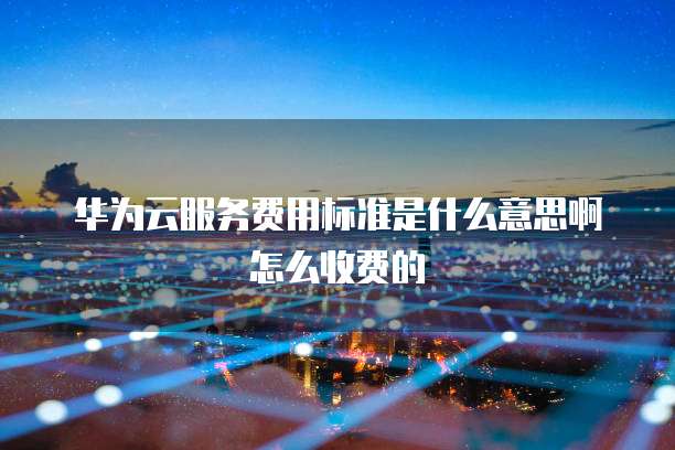 华为云服务费用标准是什么意思啊怎么收费的