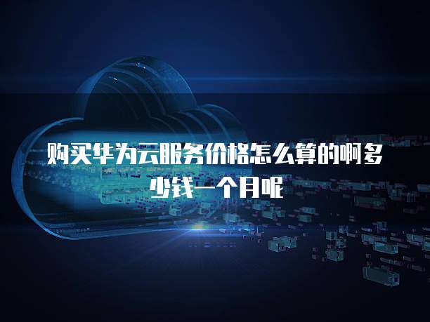 购买华为云服务价格怎么算的啊多少钱一个月呢