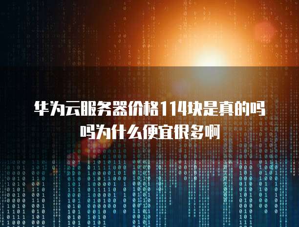 华为云服务器价格114块是真的吗吗为什么便宜很多啊