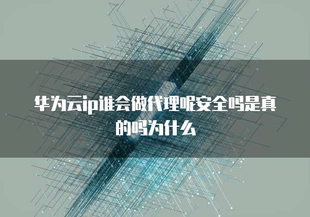 华为云ip谁会做代理呢安全吗是真的吗为什么