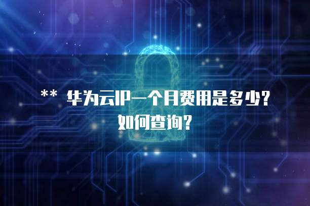 华为云IP一个月费用是多少?如何查询?