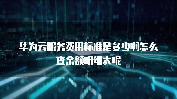 华为云服务费用标准是多少啊怎么查余额明细表呢
