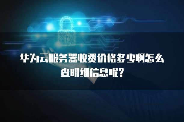 华为云服务器收费价格多少啊怎么查明细信息呢?