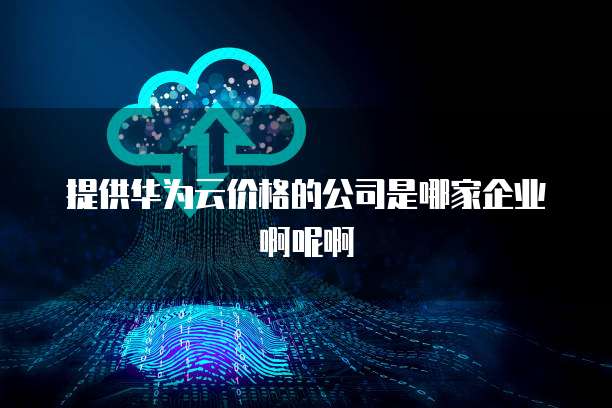提供华为云价格的公司是哪家企业啊呢啊