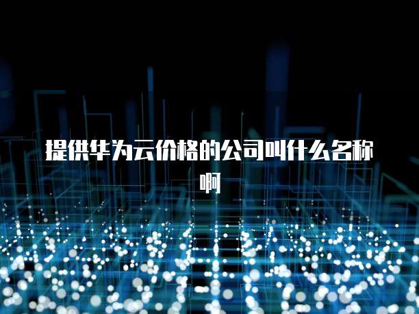 提供华为云价格的公司叫什么名称啊