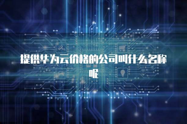 提供华为云价格的公司叫什么名称呢