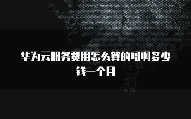 华为云服务费用怎么算的呀啊多少钱一个月