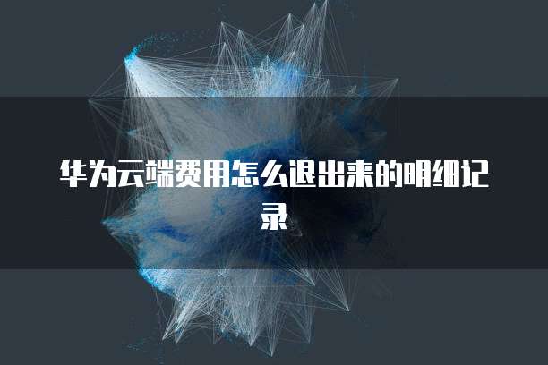 华为云端费用怎么退出来的明细记录