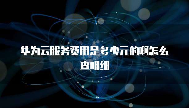 华为云服务费用是多少元的啊怎么查明细