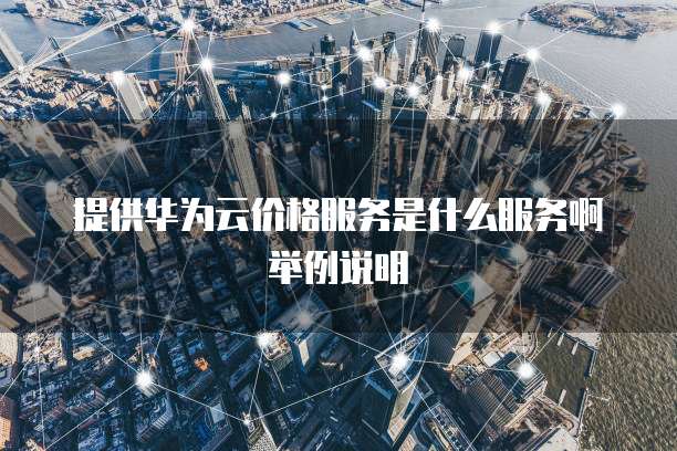 提供华为云价格服务是什么服务啊举例说明