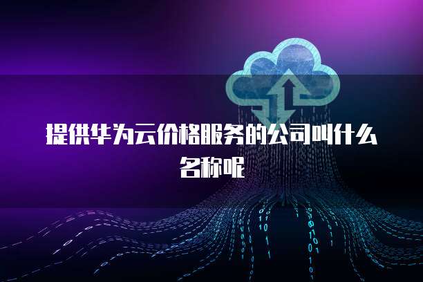 提供华为云价格服务的公司叫什么名称呢